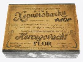 1916 Herzegovina Flor dohányos fémdoboz, 14x18,5 cm