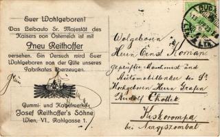 1913 Reithoffer Tyre, Gummi- und Kabelwerke Josef Reithoffer's Söhne. Wien VI. Rahlgasse 1. / O...