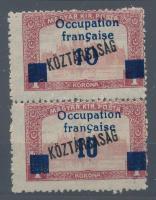 Arad 1919 Köztársaság/Parlament 1K függőleges pár MBA 39a + 39b RRR! Bodor vizsgálójellel