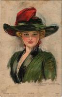 1923 'Doris' Lady with hat art postcard s: Clarence F. Underwood (fl)