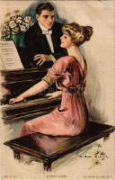 'In sweet accord' love couple art postcard with piano. The Knapp Co. No. 319. s: Earl Chri...
