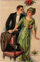 'Embracing the opportunity' love couple art postcard. The Knapp Co. No. 319. s: Earl Chris...