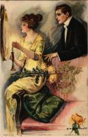 'Tempting fate' love couple art postcard. The Knapp Co. No. 319. s: Earl Christy (fl)