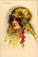 Italian Art Deco lady art postcard. Degami 628. s: A. Busi