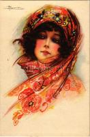 Italian Art Deco lady art postcard. Degami 628. s: A. Busi