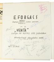 1968 Forgács Ernő számára ajándékozott könyv sok aláírással, pl. Babic, stb