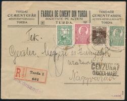 Kolozsvár 1920.nov.20. Ajánlott céges levél Károly 20f + román bélyegekkel vegyesen bérmentesítve &q...