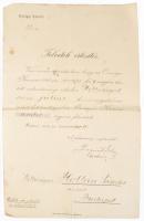 1904 Országos Kaszinó felvételi értesítése Hollán Sándor részére (ifj. Hollán Sándor (1873-1919) áll...