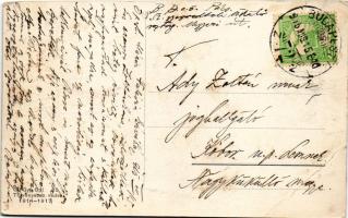 1915 Budapest XIII. Rudolf tér és rakpart, Rudolf Park Kávéház, Palatinus palota, Karczag nyomda, Ma...