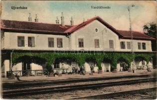 1914 Újverbász, Novi Vrbas (Verbász, Vrbas); Pályaudvar, vasútállomás / railway station (fa)