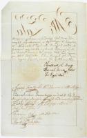 1817 Zala vármegye munkáltatói igazolása (bizonyságlevél) Hollán József zalai főorvos, Hollán Ernő (...