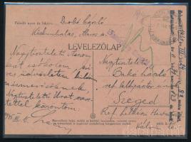 1945 Levelezőlap 18f készpénzes bérmentesítéssel, "KISKUNHALAS"