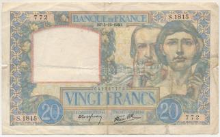 Franciaország 1940. 20Fr "1815 772" T:G
France 1940. 20 Francs "1815 772" C:G
...