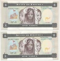 Eritrea 1997. 1N (2x) egyugrásos sorszámkövetők "AN 6517481 - AN 6517483" T:AU hullámos pa...