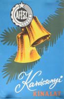 Macskássy János (1910-1993): Áfész karácsonyi ajánlat, plakát, ofszet, papír, jelzett a plakáton, Of...