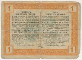 Montenegró / Császári és Királyi Katonai Közigazgatás 1917. 1P "373,3644" T:VG,G szakadás,...