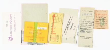 cca 1940 - 1970 Vegyes jegytétel, közte menetjegyek, belépőjegyek, étkezési jegyek, kb. 10-15 db