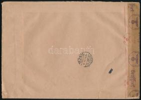 1942 Cenzúrázott levél 3 db Hitler-fejes + 3 db Hindenburg bélyeggel Budapestre