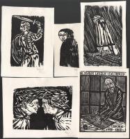 Perei Zoltán (1913-1992): 10 db kisgrafika. Fametszet, papír, többségében jelzett, klf. méretekben, ...