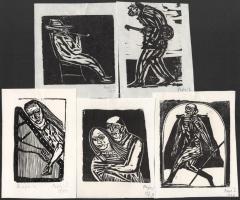 Perei Zoltán (1913-1992): 10 db kisgrafika. Fametszet, papír, többségében jelzett, klf. méretekben, ...