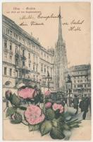 1904 Wien, Vienna, Bécs; Graben mit Blick auf den Stephansthurm / cathedral, street view with tram, ...