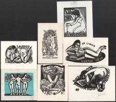 Klf. magyar és külföldi alkotók (Kékesi László, Várkonyi Károly stb.): 25 db erotikus ex libris és k...