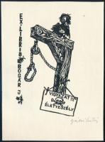 Gácsi Mihály (1926-1987): Vigyázat!!! Életveszély. Ex libris Bogár J. Fametszet, papír, jelzett, 12x...