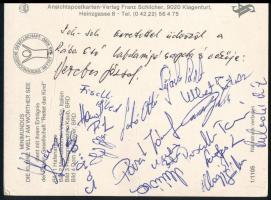 1985 A Rába ETO (Győri ETO) játékosai által aláírt lap, Forgács Ernő (1930-2019) labdarúgó, edző rés...