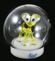 Swarovski üveg kutya figura, műanyag gömbben, m: 10 cm