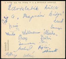 cca 1950 Veszprémi Bástya labdarúgócsapat tagjainak aláírásai, Forgács Ernő, Orosz, Domokos, Raffay,...
