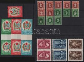 1946-1950 Forint-fillér sor + Alkotmány ívközéprészes sor + 2 db Sakk sor, 3 db stecklapon (16.000)