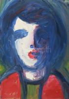 Schéner Mihály (1923-2009): Madame (...), olaj, farost, jelzett a hátoldalán. 30x21 cm