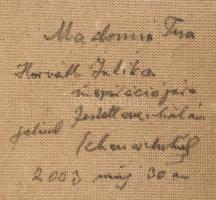 Schéner Mihály (1923-2009): Madame (...), olaj, farost, jelzett a hátoldalán. 30x21 cm