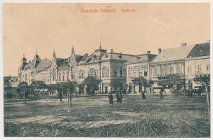 Szatmárnémeti, Satu Mare; Deák tér, Lengyel Imre üzlete / square, shops (Rb)