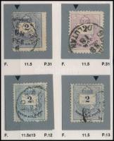 1881 4 db 2kr klf ritka vésésjavításokkal, klf ívhelyekre pozicionálva (ex Orbán, Sebestyén aranyérm...
