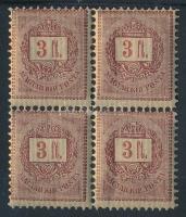 1888 Sztereo 3Ft négyestömb postatiszta, luxus minőségben!! (72.000)