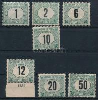 1909 Zöldportó 7 klf bélyeg, szinte mind postatiszta (24.900) (50f falcos / hinged)