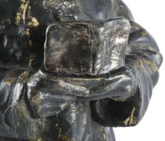 Beszédes János László (1874-1922): Evangélium olvasó. Patinázott bronz, jn. A könyv műgyantával póto...