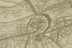 Dunkirk térképe. 1793. Rézmetszet, papír. L. Wallis, Ludgate. 30x27 cm Üvegezett kerteben. / Engrave...
