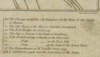 Dunkirk térképe. 1793. Rézmetszet, papír. L. Wallis, Ludgate. 30x27 cm Üvegezett kerteben. / Engrave...
