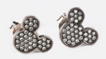 Ezüst Mickey egeres fülbevaló pár, jelzett, 925 ezrelékes, bruttó 1,5g