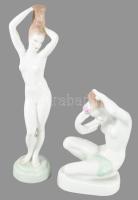2 db Aquincum akt porcelán figura. Kézzel festett, jelzett, 16-27 cm