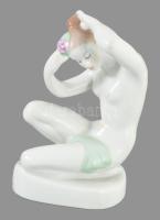 2 db Aquincum akt porcelán figura. Kézzel festett, jelzett, 16-27 cm