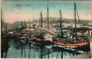 Fiume, Rijeka; Trsato / Tersatto / kikötő, hajók. Celestine Mayer, képeslapfüzetből / port, ships, f...