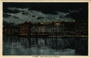 Fiume, Rijeka; Riva Emanuele Filiberto. Ed. Francesco Slocovich / kikötő este / port at night