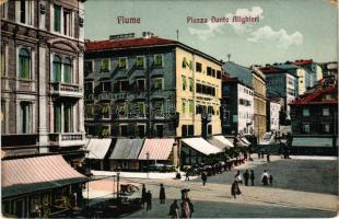 1914 Fiume, Rijeka; Piazza Dante Alighieri. Fot. Emiro Fantini / tér, üzletek / square, shops (felül...