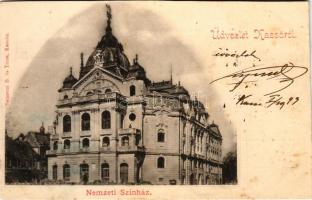 1899 Kassa, Kosice; Nemzeti színház. Selmeczi B. és Társa kiadása / theatre (vágott / cut)