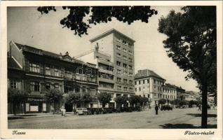 1942 Kassa, Kosice; Fő utca, Krausz üzlete, automobilok, Triesti Általános Biztosító Társulat / main...