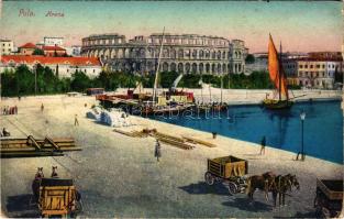 1917 Pola, Pula; Arena / kikötő, aréna. C. Fano / port, arena + "K.u.k. Marinefeldpostamt Pola&...