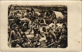 Katonai művészlap / WWI K.u.k. and German military art postcard (fl)